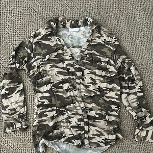 New York & Company Green and Brown Button Down Shirt